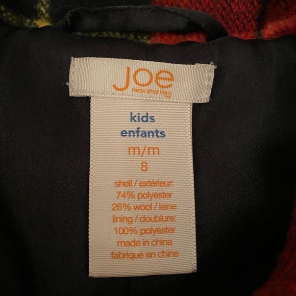 Joe Fresh Girls Kids Red Plaid Pea Coat - Picture 4 of 6